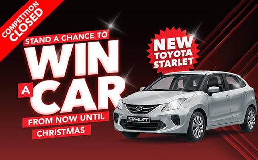 STAND A CHANCE TO WIN A CAR FROM NOW UNTIL CHRISTMAS